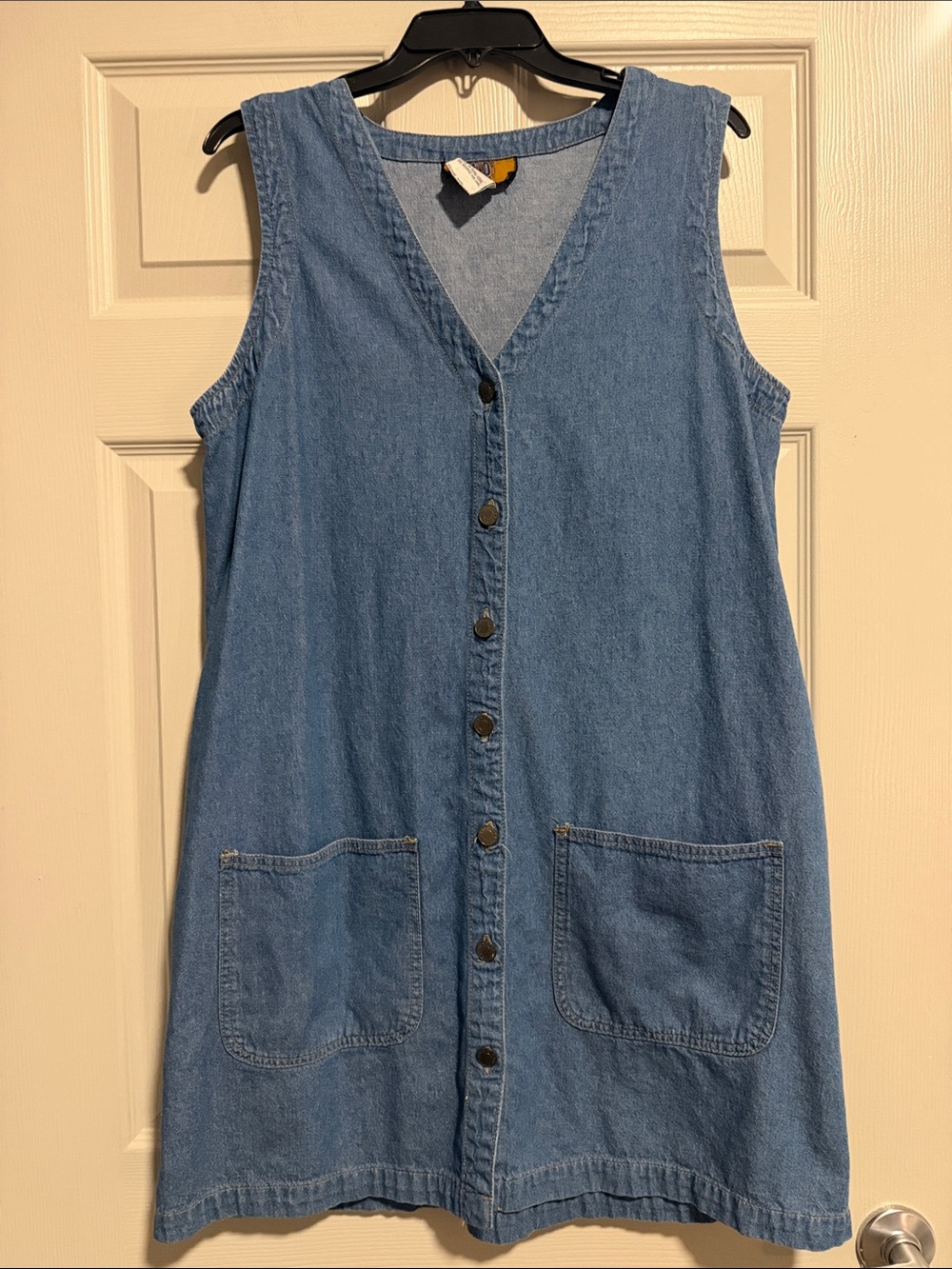 Baccini Light Blue Sleeveless Button-Front Denim Midi Dress